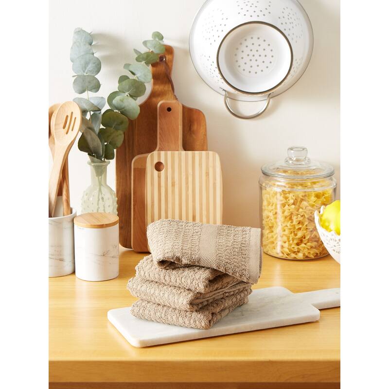 DII Solid Terry Waffle Dishtowel Set of 4