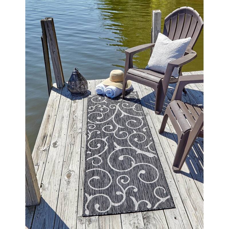 Outdoor Turgh Collection Area Rug - Charcoal Gray - 2'x6'