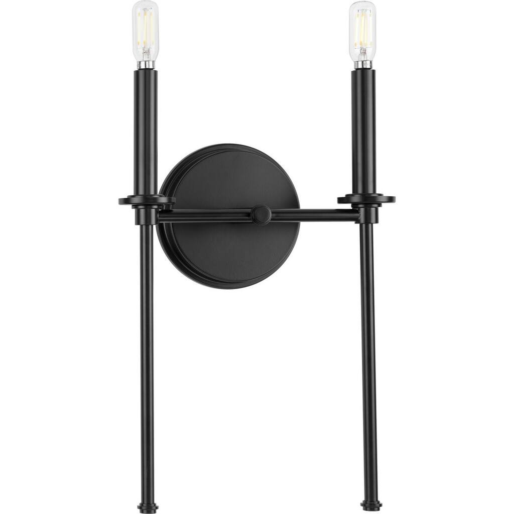 Elara Collection Two-Light New Traditional Matte Black Wall Light - 10.37 in x 4.37 in x 16.62 in