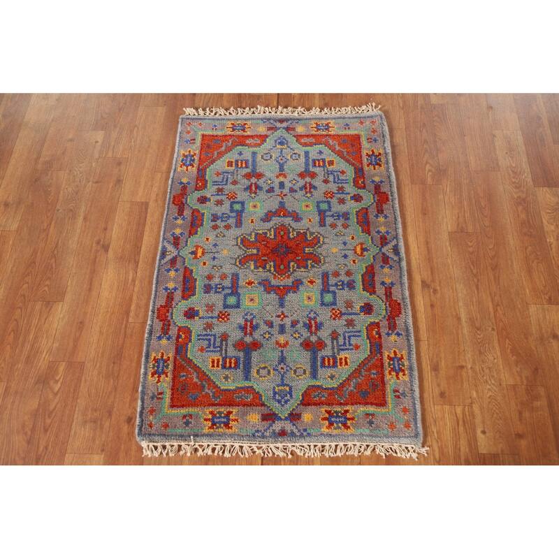 Geometric Kazak Oriental Area Rug Handmade Wool Carpet - 2'0"x 3'0"