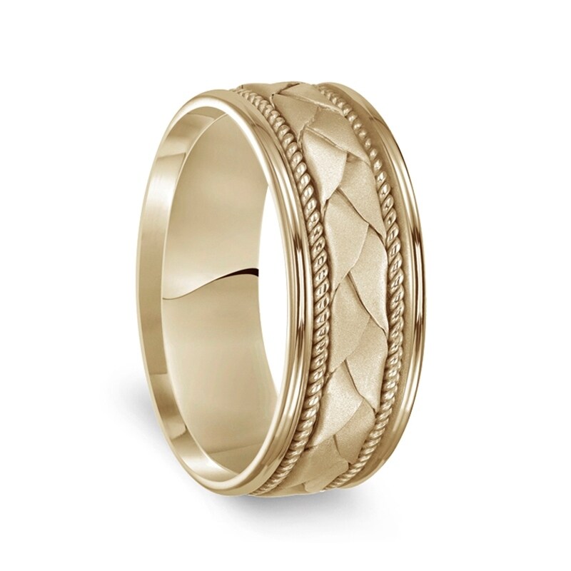 Jewelry Pilot 10K Yellow Gold 4mm Lightweight Milgrain Half Round Domed Wedding Band