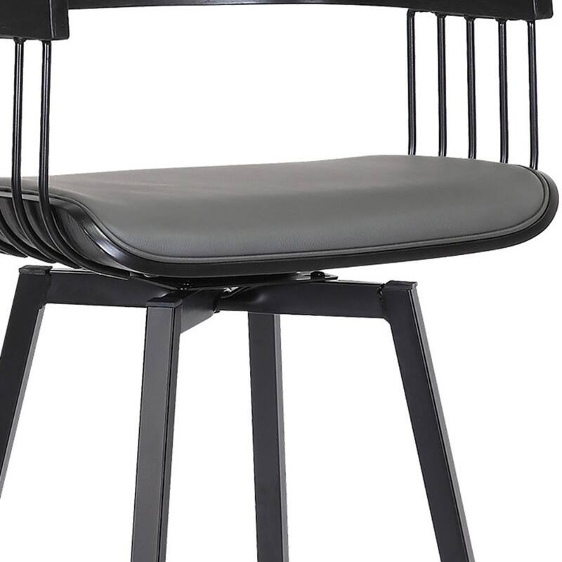 Modern Swivel Bucket Seat Bar Stool with Footrest and Armsrest Metal Frame for Kitchen Island