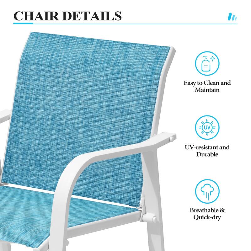 Crestlive Products Outdoor Outdoor Cast Aluminum Swivel Bar Stools with Sunbrella Cushion