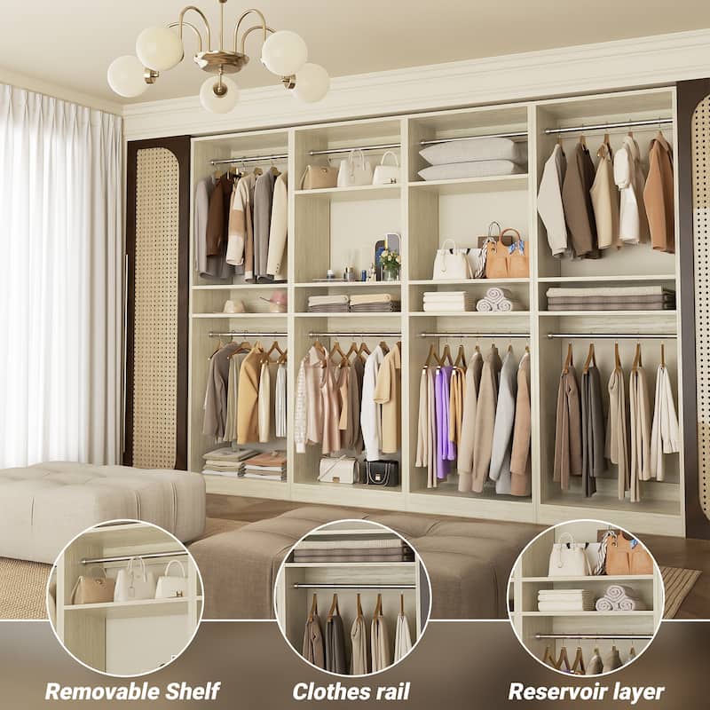 Cimly 25'' W Closet Organizer System with 2 Hanging Rods and DIY Shelves for Walk-in and Reach-in Closet