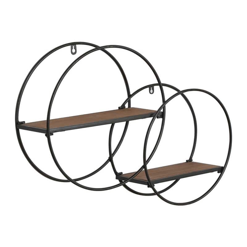 Isabella Round Wood-Metal Modern Wall Shelf - 17.25"H x 23"W x 5.5"D