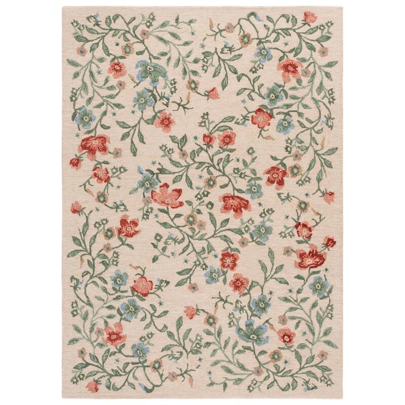 Martha Stewart by SAFAVIEH Handmade Ertila Wool Rug - 5' x 8' - Beige/Red
