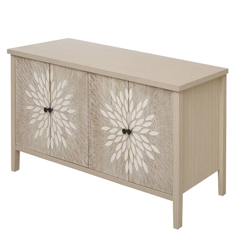 GDFStudio - Oakvista Modern Wooden Storage Sideboard Buffet Cabinet with 4 Doors and Adjustable Shelves