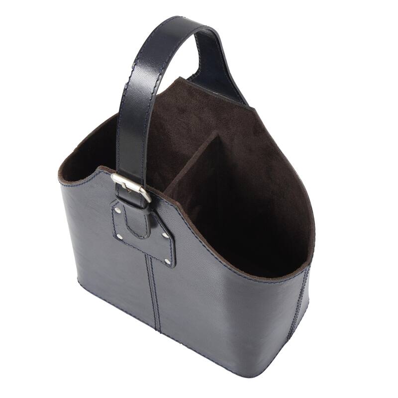 Leather Handmade 2 Bottle Kitchen Wine Holder with Carrying Handle