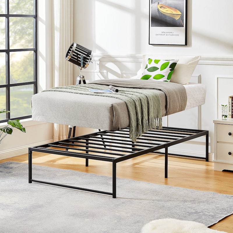 14.2-Inch Twin Size Metal Platform Bed Frame Heavy Sturdy Slat