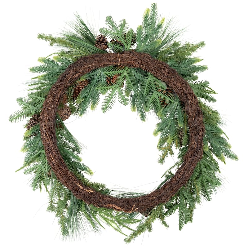 Pinecones and Mixed Foliage Artificial Christmas Wreath - 32" - Unlit