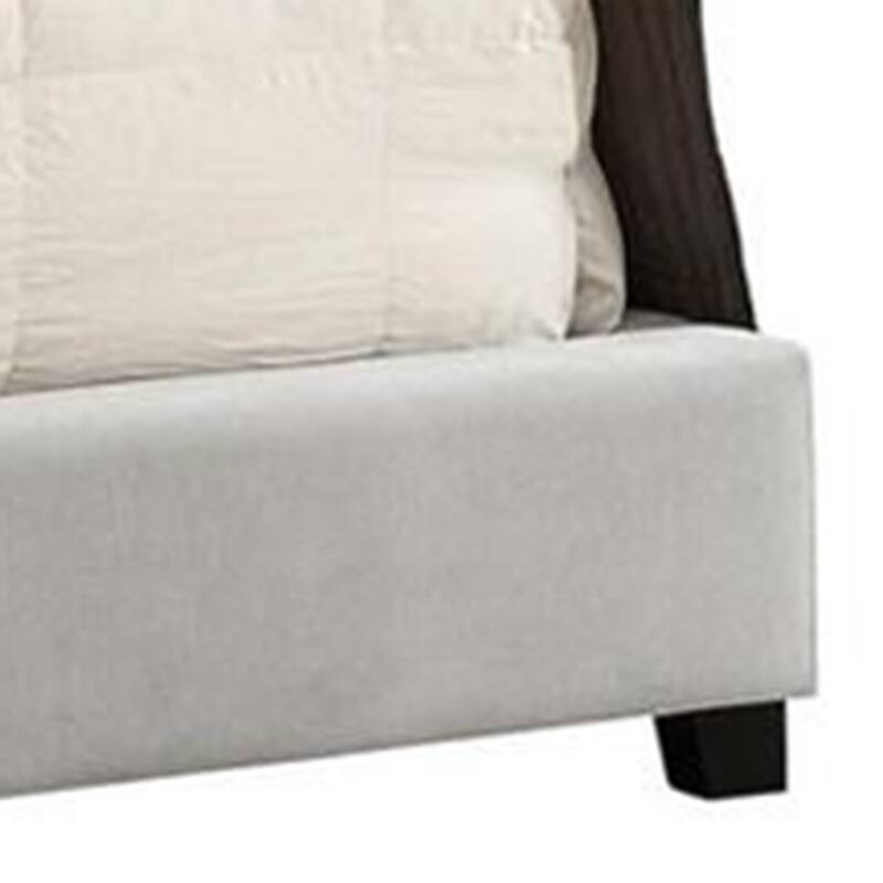 Rozy King Bed, Wingback Tall Headboard, Nailhead Trim, Ivory Upholstery