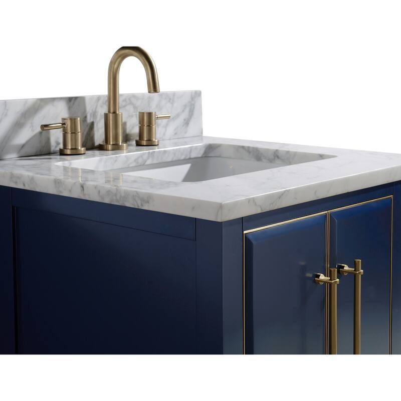 Avanity Carrara White Natural Marble Vanity Top with Rectangular Undermount Sinks
