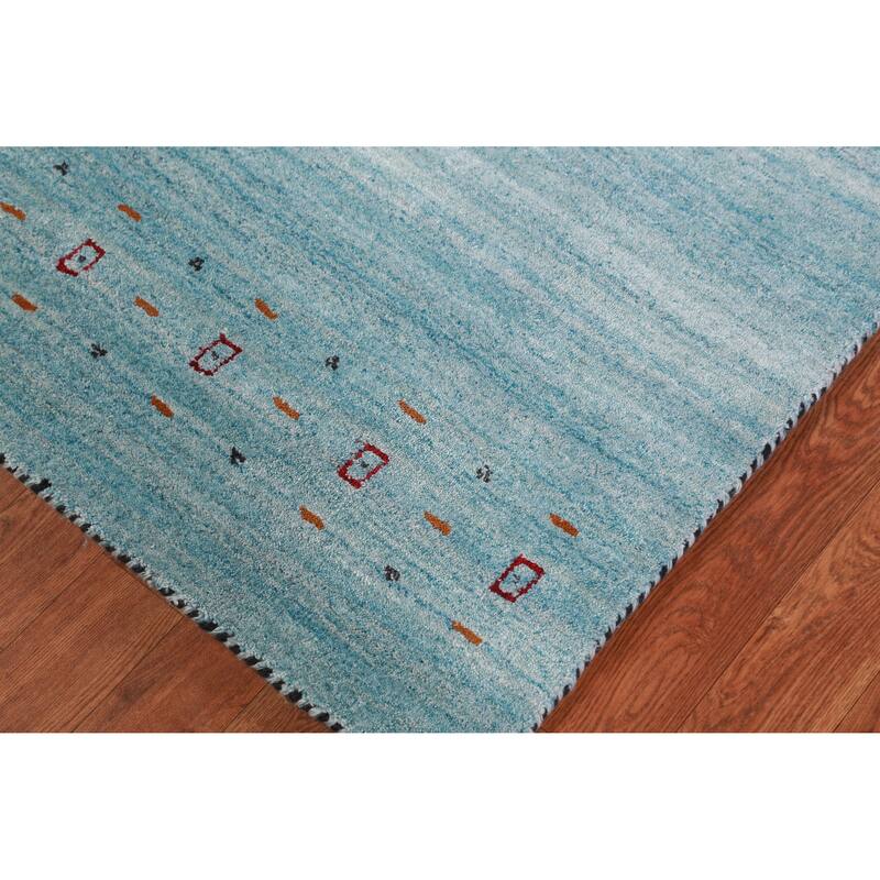 Hand Knotted Oriental 100% Wool Carpet Tribal Animal Pictorial Navy Blue & Blues Gabbeh Runner Rug - 9' 11'' X 2' 9''