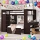 preview thumbnail 1 of 40, Full size Loft Bed With Twin Size Stand-alone Bed,Shelves,Desk And Wardrobe Espresso
