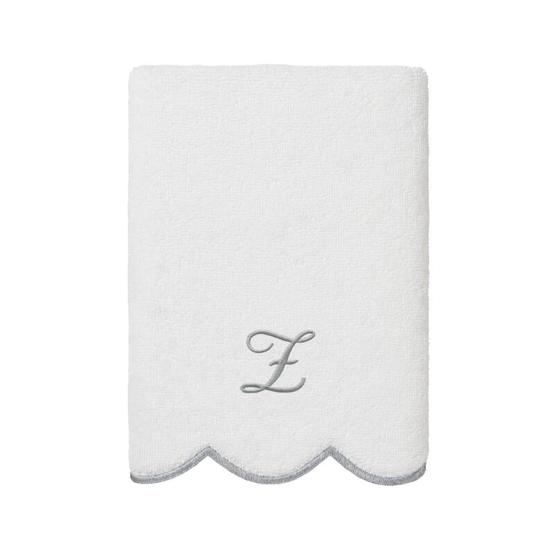 Authentic Hotel and Spa 100% Turkish Cotton Grey ADORNIA Scallop Personalized 3 Piece Towel Set - 3 Piece Set