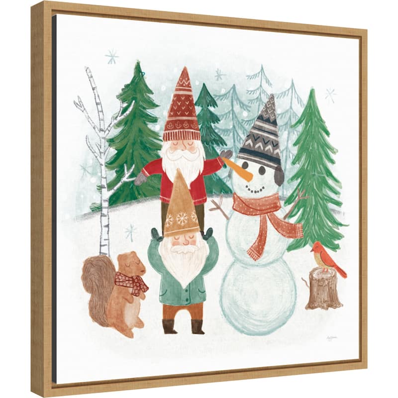 Woodland Gnomes IV by Mary Urban Canvas Art Framed - 16 x 16 in