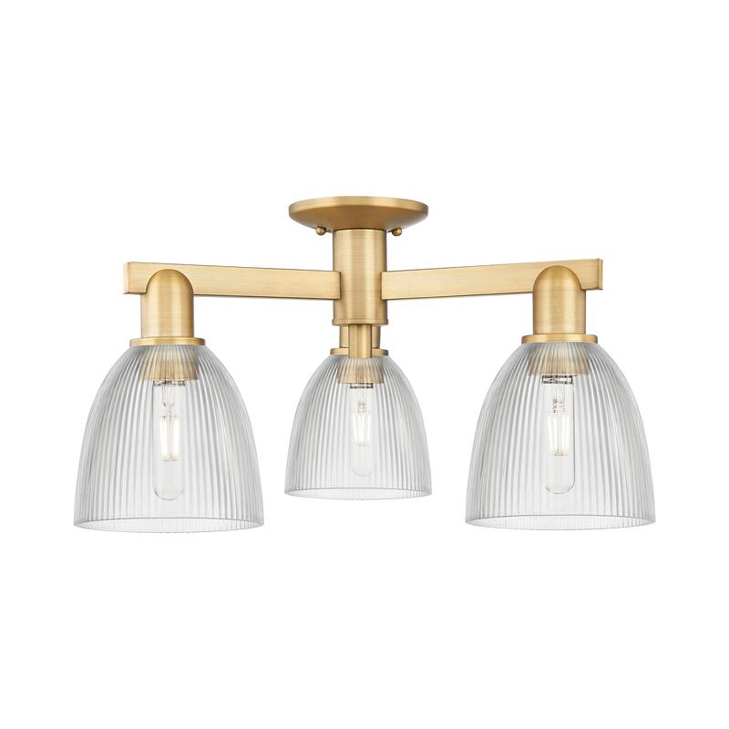 Innovations Lighting Endless Possibilities Arcadia - Castile - 3 Light 24" Semi-Flush Mount - Clear/Brushed Brass