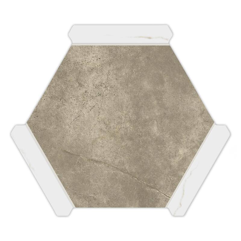 Merola Tile Marcotto Panal Terra with Calacatta Gold Picket 8-5/8" x 9-7/8" Porcelain Floor and Wall Tile