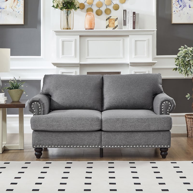 Roomfitters 59.5" Modern Classic Loveseat, Upholstered Fabric Couch with Tufted Design for Living Room