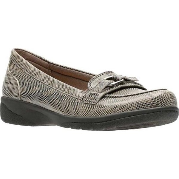 Shop Clarks Women's Cheyn Marie Loafer Grey Leather/Full Grain Leather