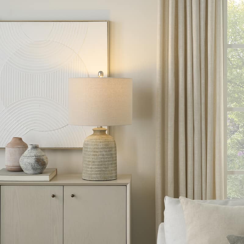 Nourison 24" Textured Ceramic Farmhouse Table Lamp