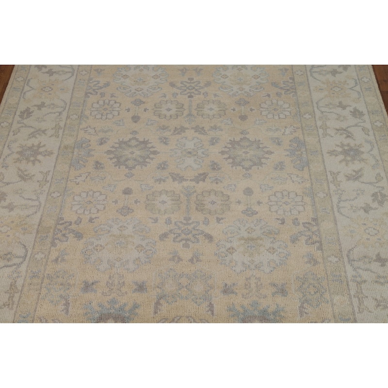 Earth Tone Oushak Indian Area Rug Handmade Bedroom Wool Carpet - 6'2" x 8'8"