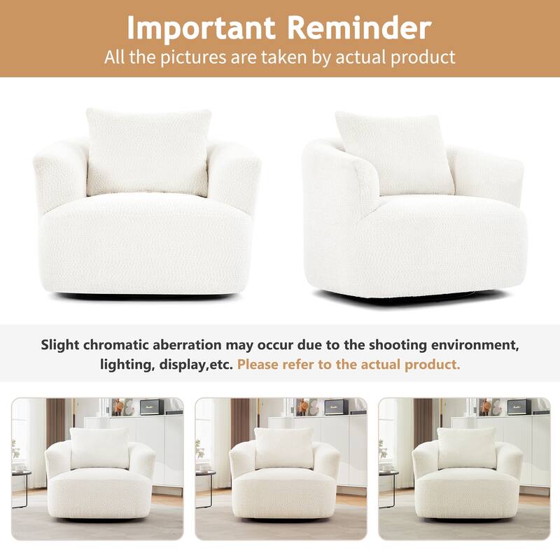 Swivel Chair with Throw Pillow & Spring Seat