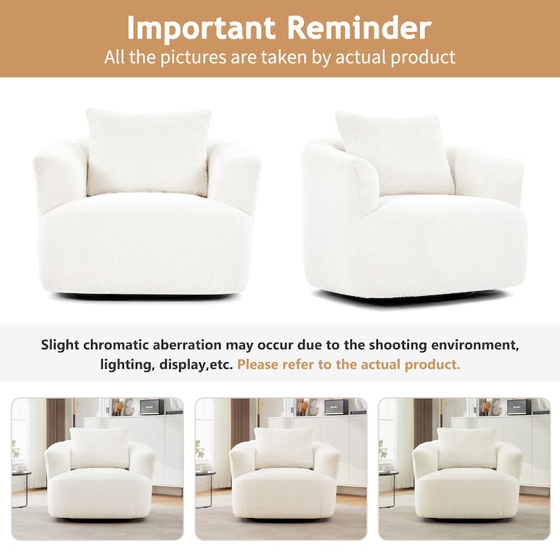 Upholstered 38.2" Accent Swivel Chair Sofa with a Pillow