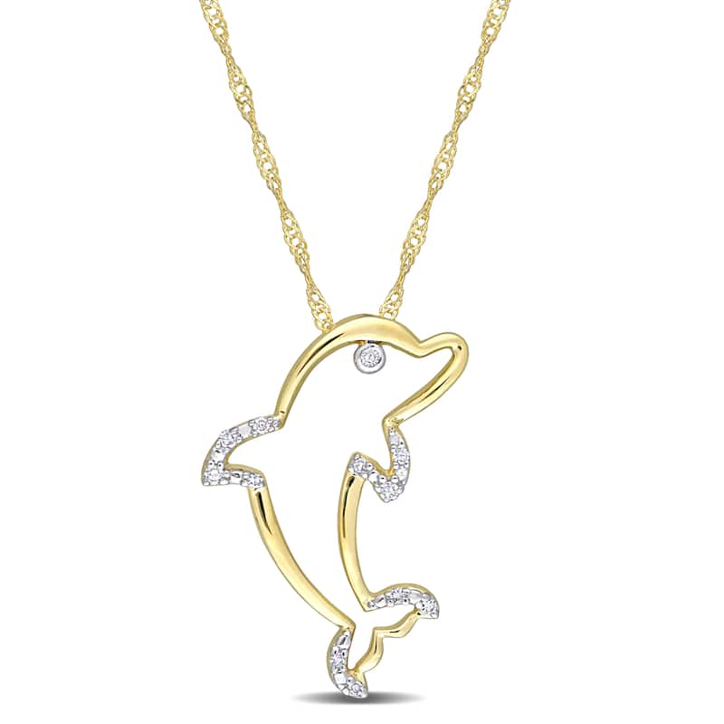 Miadora 10k Yellow Gold Diamond Accent Dolphin Necklace