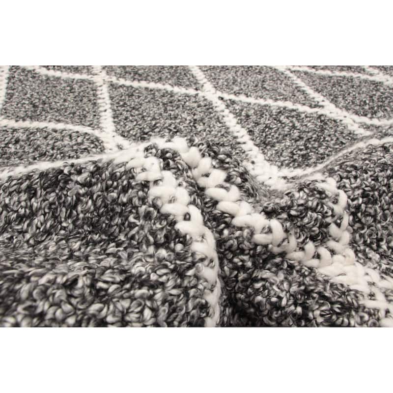 ECARPETGALLERY Braid weave Sienna Black Wool Rug - 4'11 x 8'8