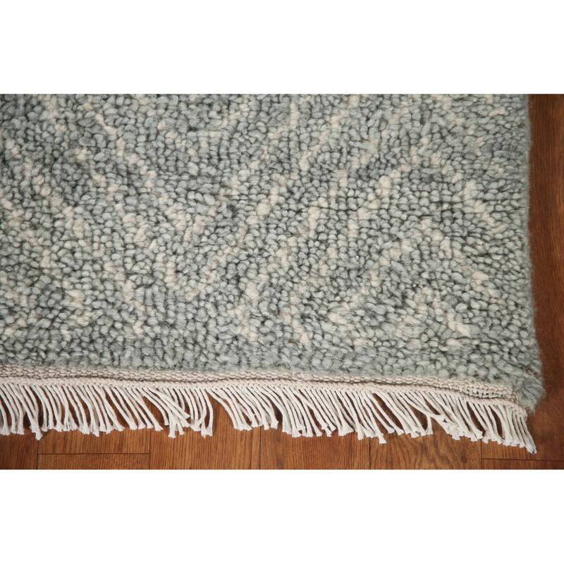 Gray & Green Moroccan Indian Area Rug Handmade Wool Carpet - 4'9"x 8'1"