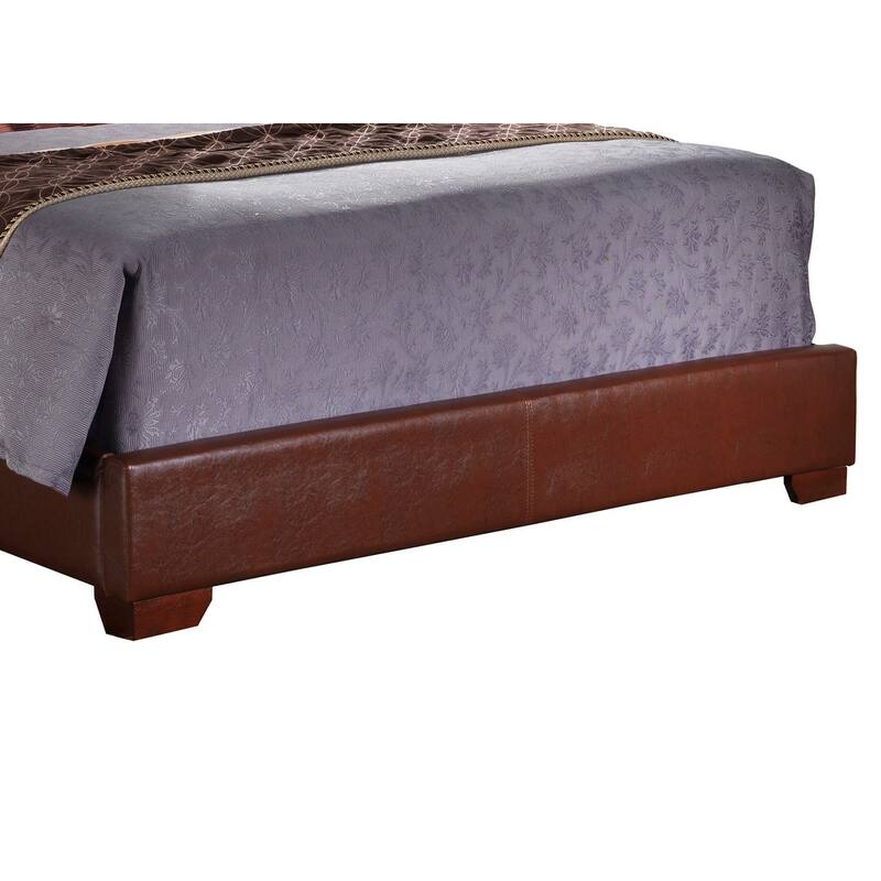 Light Brown Queen Bed with Faux Leather Cover, Durable and Stylish