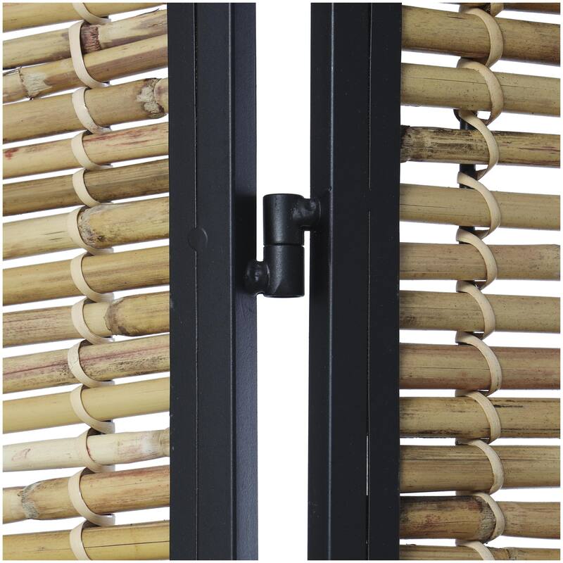 Bamboo Wood Handmade Hinged Foldable Partition 4 Panel Partition Room Divider Screen - Light Brown - Roche River Decor