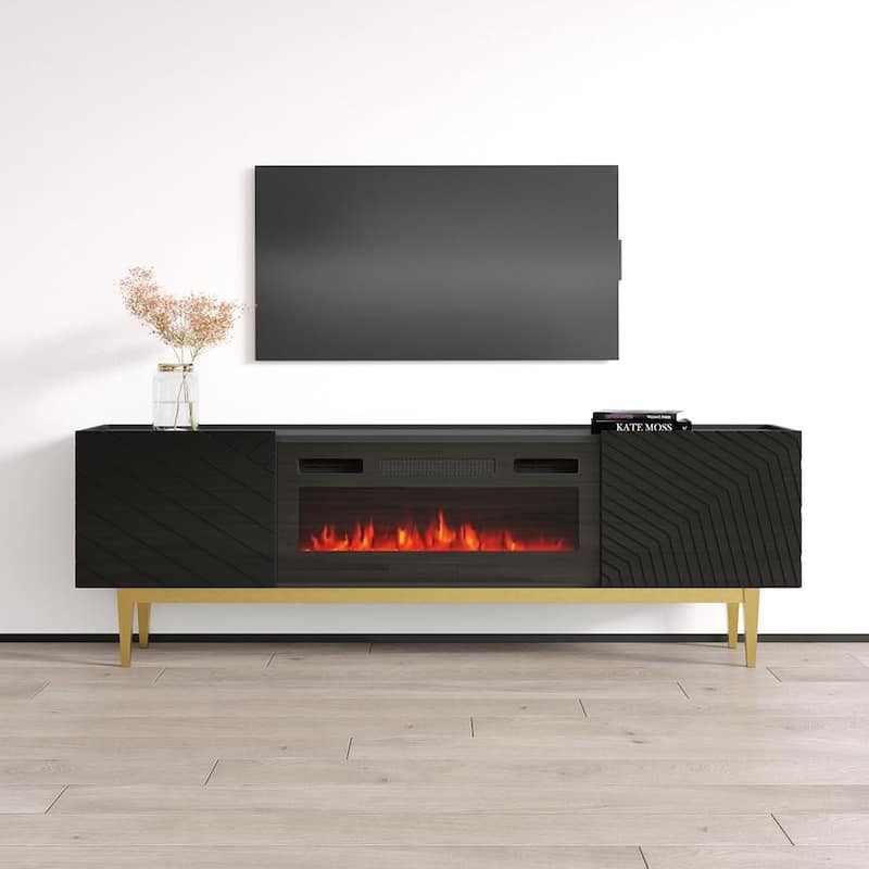 Portillo BL-EF Fireplace TV Stand - Black