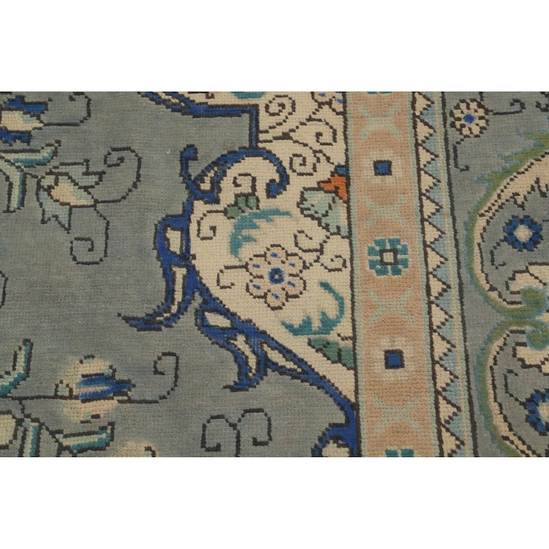 Hand Knotted Oriental 100% Wool Carpet Traditional Floral Greys & Charcoal Tabriz Area Rug - 12' 1'' X 9' 0''