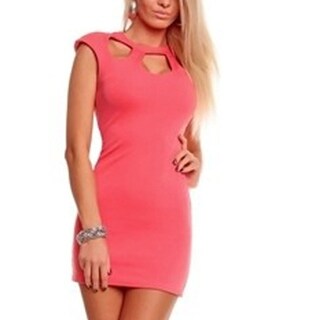 Shop Elegant Back Zipper Hollow Out Hot Pink Dresses Free