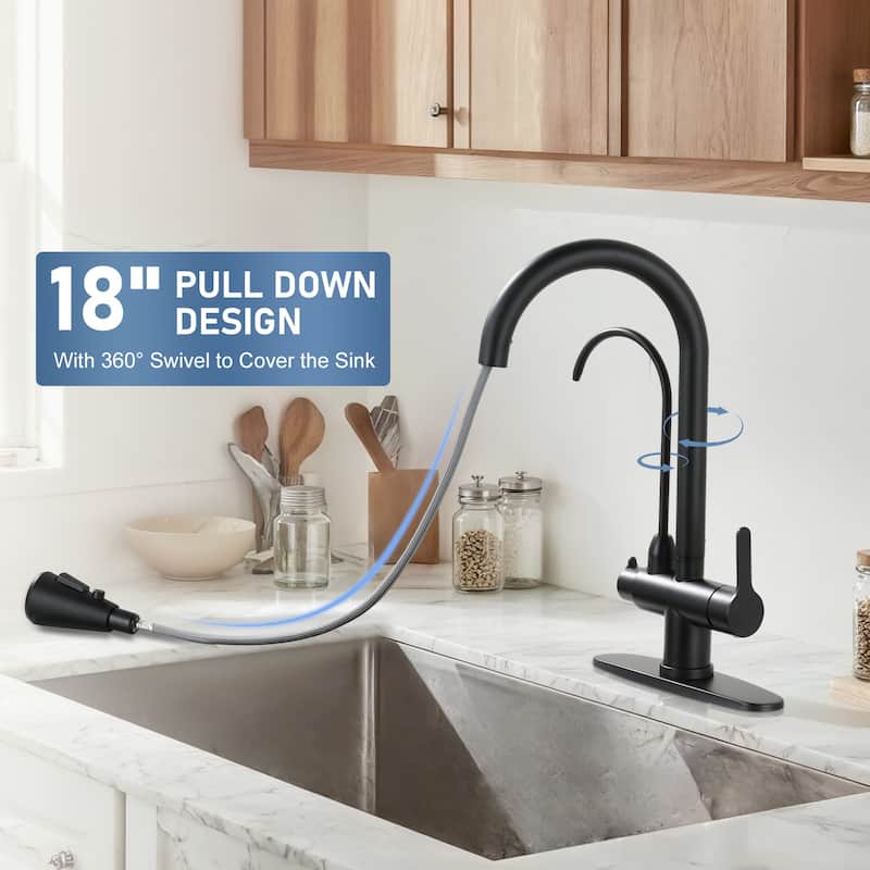WOWOW 3 Function Pull Down Sprayer kitchen Faucet with Filter Spout