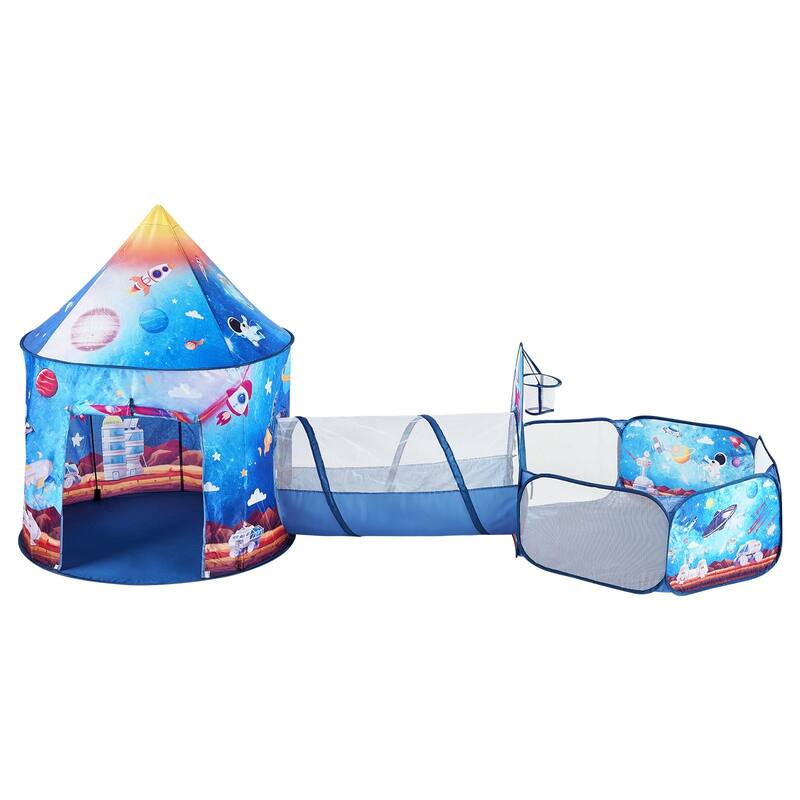 Multi Color Polyester 3 Piece Kids Play Tent Tunnel Set with Ball Pit - N/A