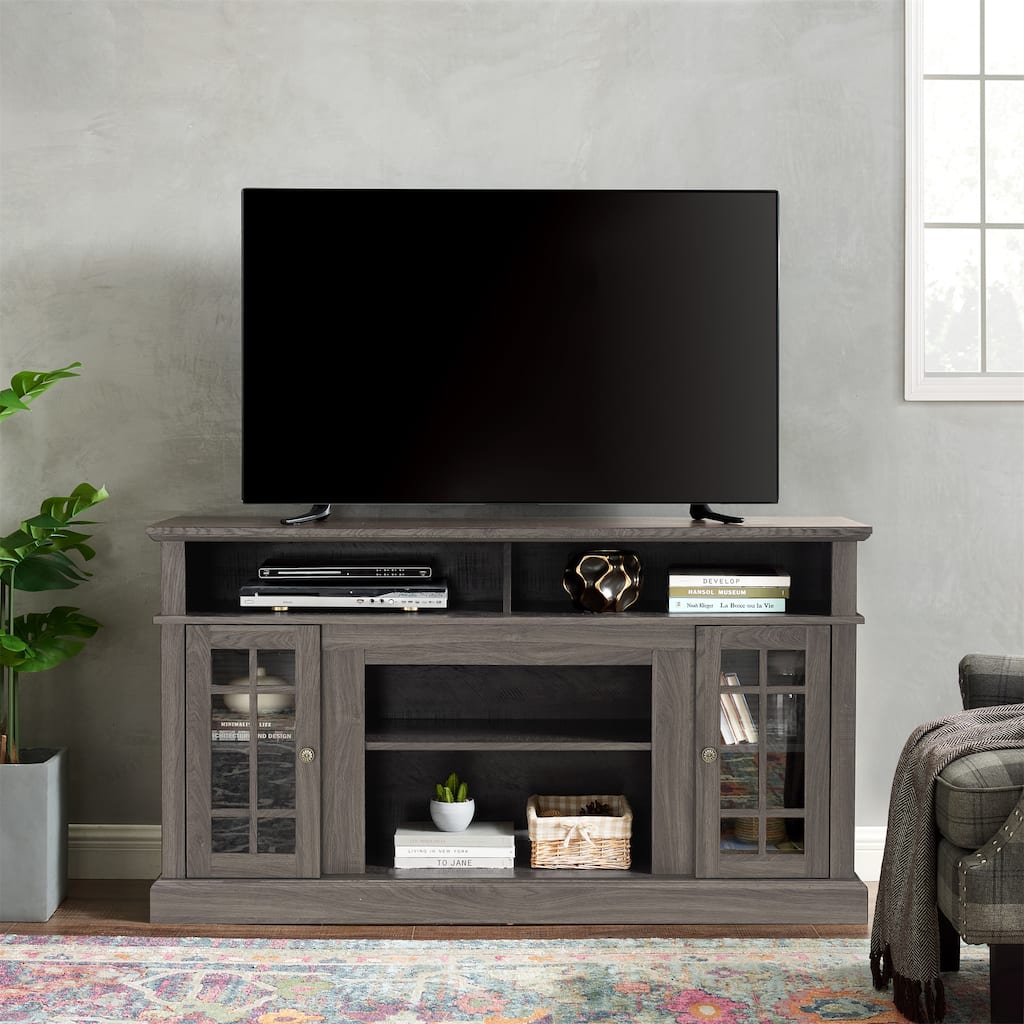 Modern TV Stand with Open and Closed Storage