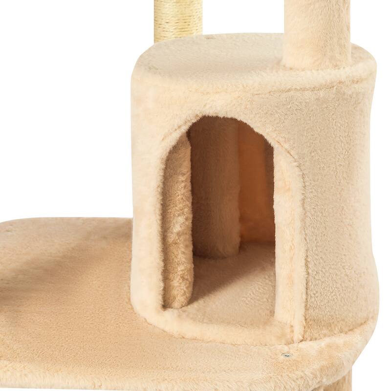 Adeco Cat Tree with Plush Hammock and Dangling Pompom