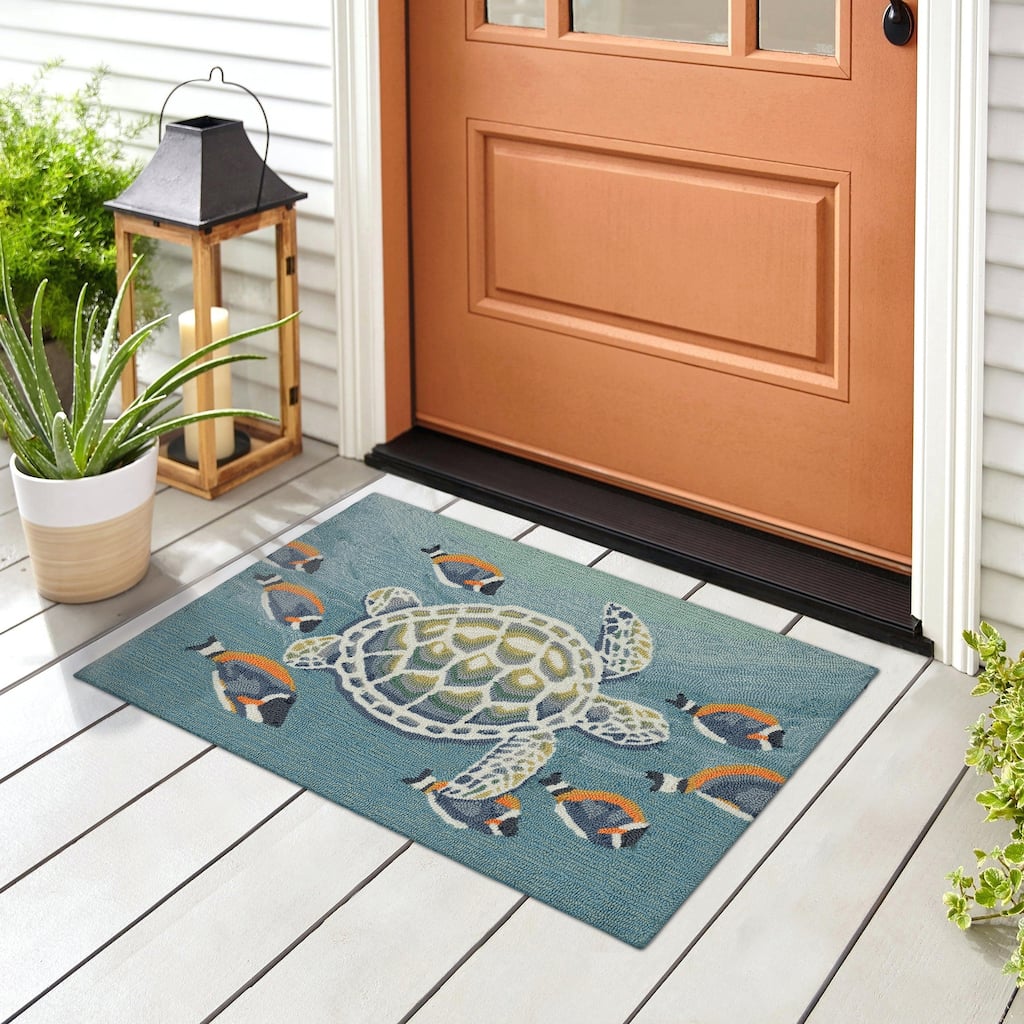 Liora Manne Frontporch Turtle And Fish Indoor/Outdoor Rug
