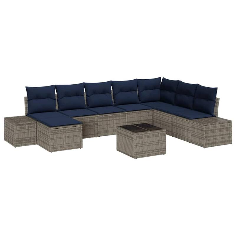 vidaXL 9 Piece Garden Sofa Set with Cushions - 125.6×82.3×27.2