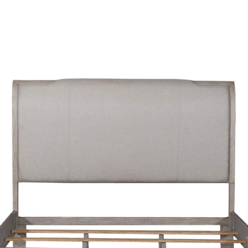 Belmar Washed Taupe & Silver Champagne King Upholstered Bed