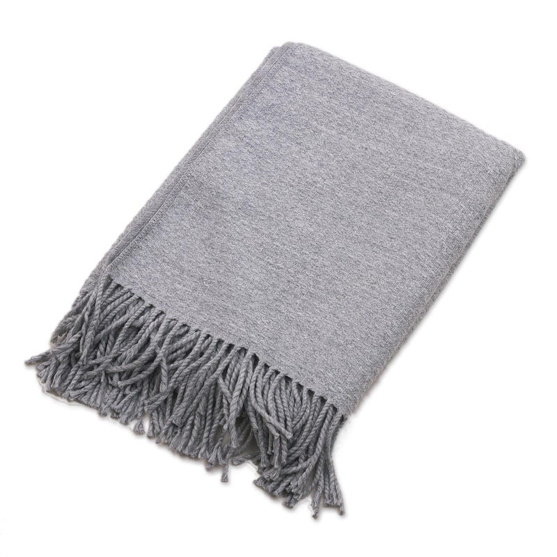 Novica Handmade Intersections In Grey Acrylic Throw Blanket