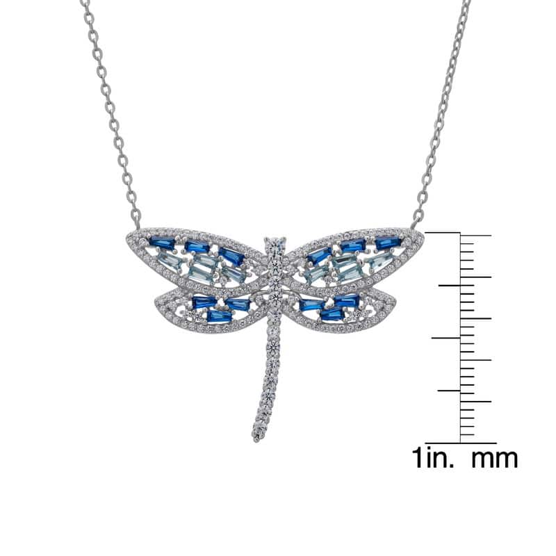 Victoria Townsend .925 Sterling Silver Blue Cubic Zirconia Dragonfly Necklace