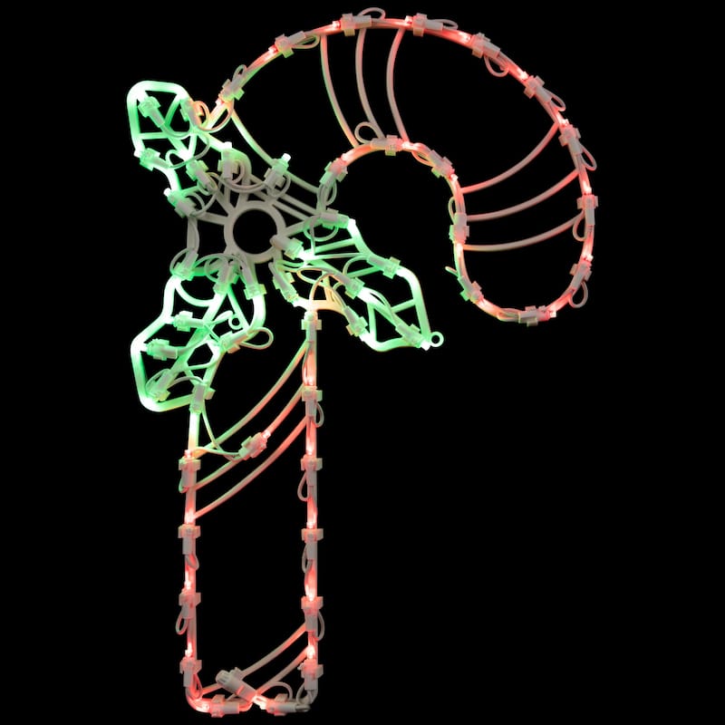 18" Red Green LED Candy Cane Christmas Window Silhouette Decoration