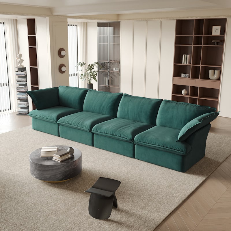 Modular Sectional Sofa Couch, Velvet 3 or 4 Seater Sofa, Minimalist Style Comfy Sofa Couch for Living Room Apartment