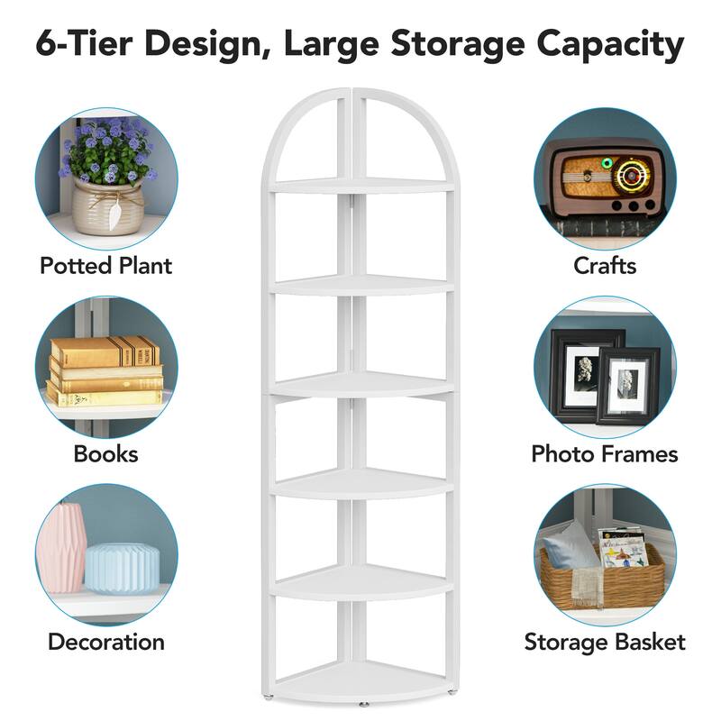6 Tier/ 7 Tier Corner Shelf, Corner Bookshelf Plant Stand Display Rack