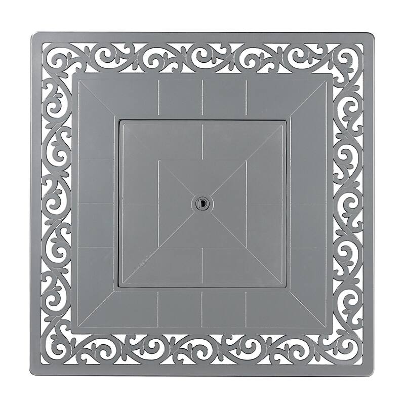 Square 42 in. x 42 in. Aluminum Propane Fire Pit Table with Glass Beads, Two Covers, Lid, 57,000 BTUs - N/A