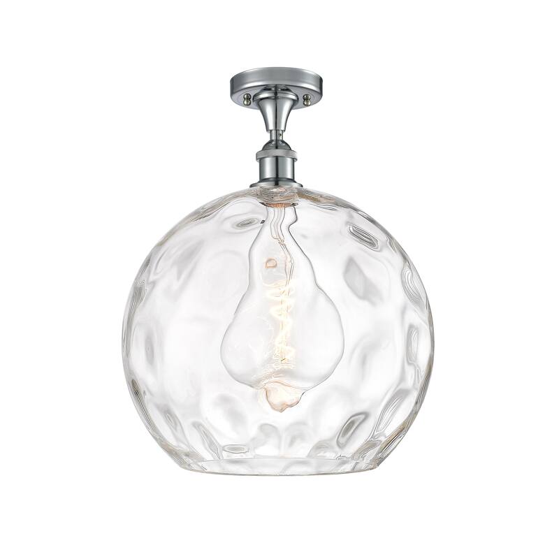 Innovations Lighting Athens Water Glass - 1 Light 14" Semi-Flush Mount - Clear Water Glass/Polished Chrome